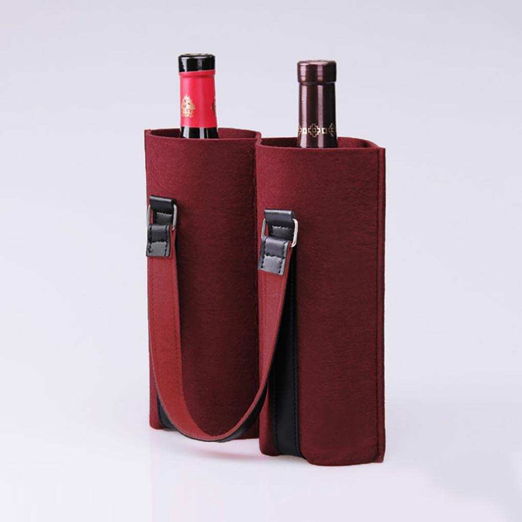 2-piece leather strap wine bag (burgundy)