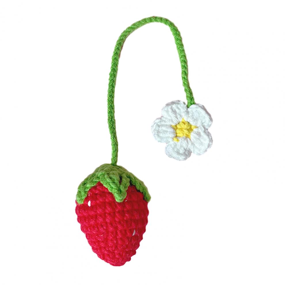 Car Decoration Pendant Handmade Strawberry Crochet Car Mirror Hanging Charms Rearview Decorations for A Cute Charming Touch Car