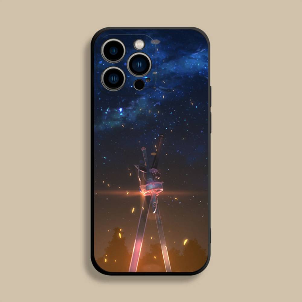 Sword Art Online SAO Kirigaya Handyhülle Für iPhone 17,16,15,14,13,12,Pro,Max,Plus,E,SE4,Air,Mini Schwarze Weiche Hülle