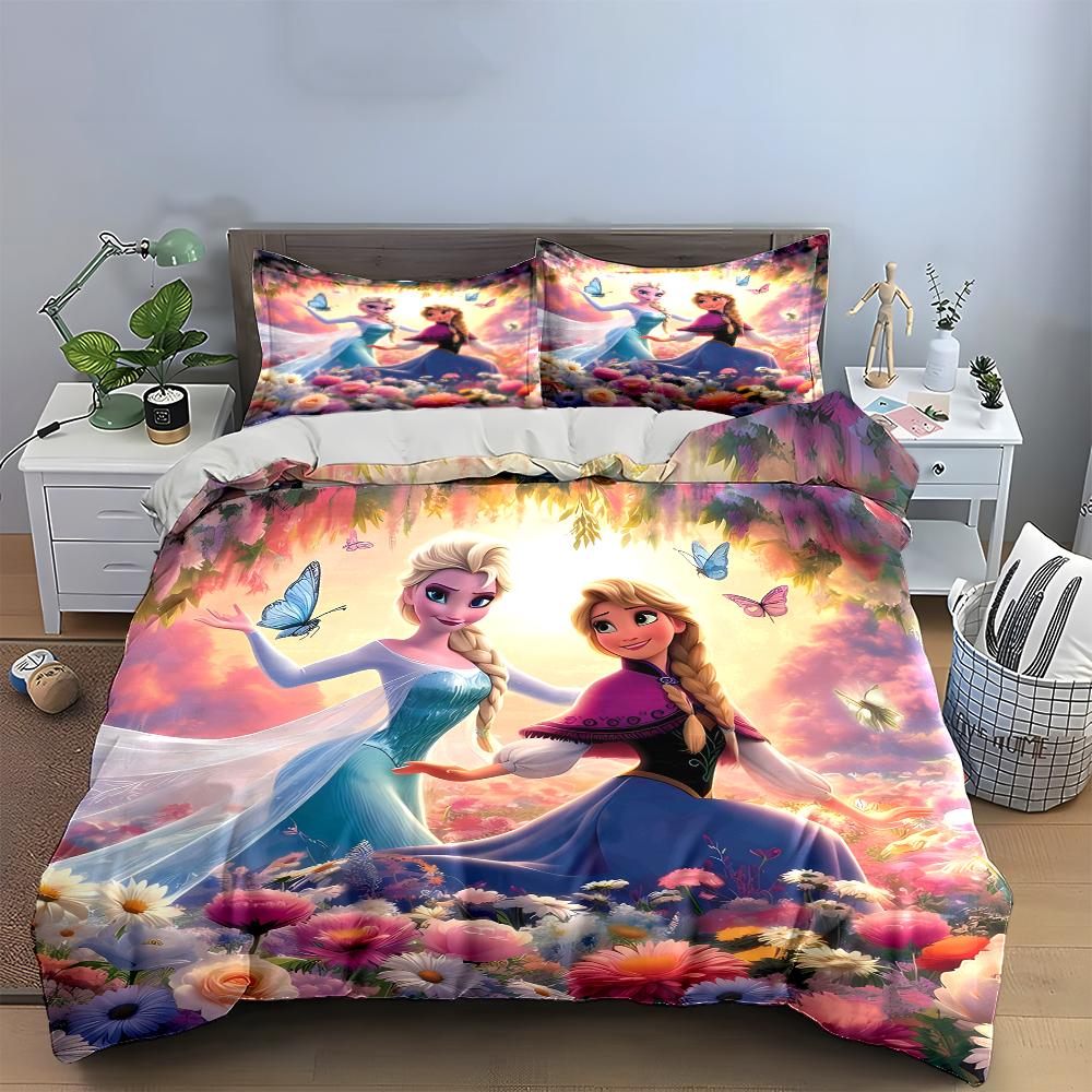 Set Biancheria da Letto Floreale Principesse Disney Frozen Set Biancheria da Letto (1 copripiumino, 2 federe, piumino non incluso)