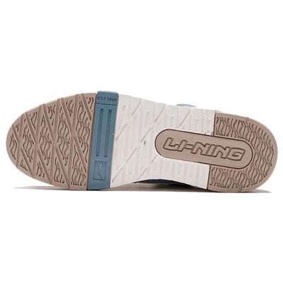 Li Ning Journey Synthetic Leather Slip Resistant Abrasion Resistant Low Top Skateboard Shoes Men's White Gray Green AGCR297-7