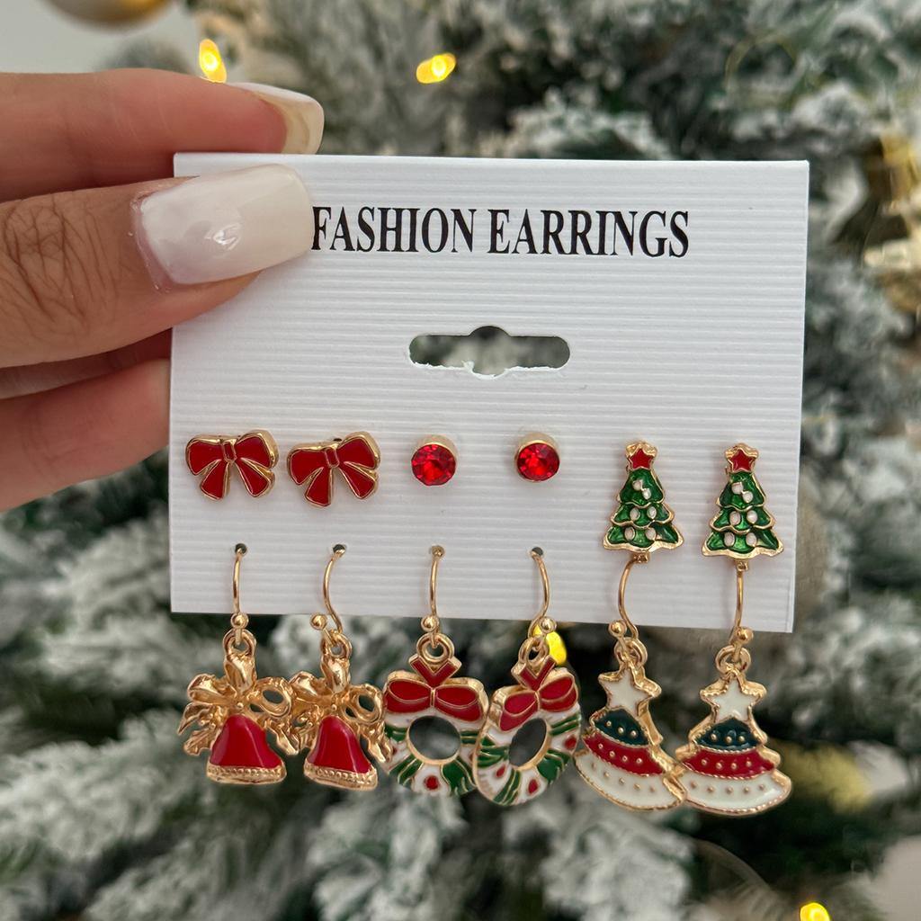 Applicable Christmas Versatile Oil Drop Snowflake Elk Drop Stud Earrings Sweet Bow Christmas Hat Earrings Women
