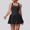 NEW bare feel sports dress with pocket,anti-exposure,tennis wear with bra pads,running, fitness and bodybuilding, sports trends, cycling dress Black
