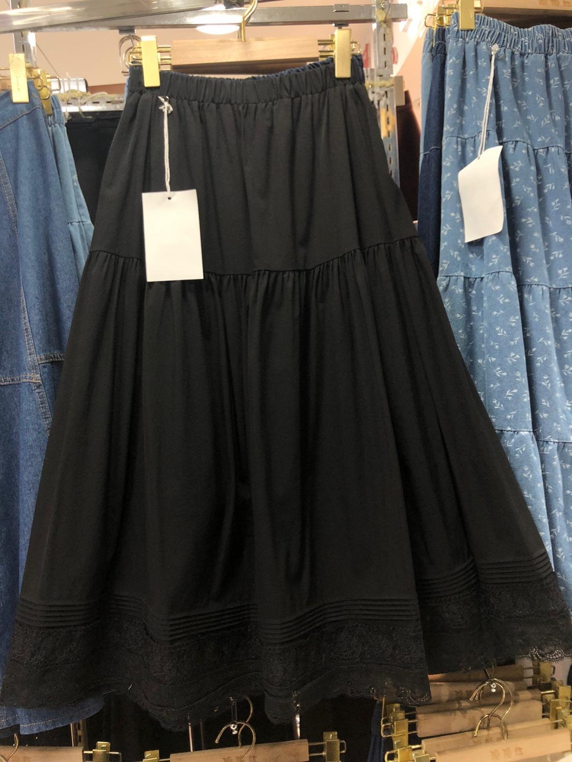 

Юбка средней и длинной длины с кружевным краем, легкая, женская, весна 2025, новая, с высокой талией, А-образная, свободная, расклешенная юбка One Size