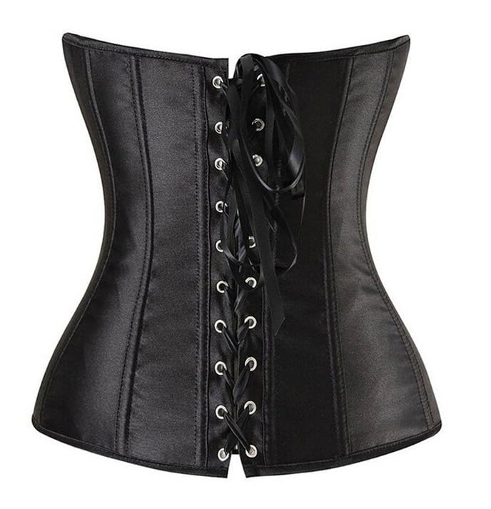 DOKiDOKi Sexy Black Corset with Lace-Up Top, Cosplay Costume, SM, Dominatrix, Bondage, Punk Rock, Waist