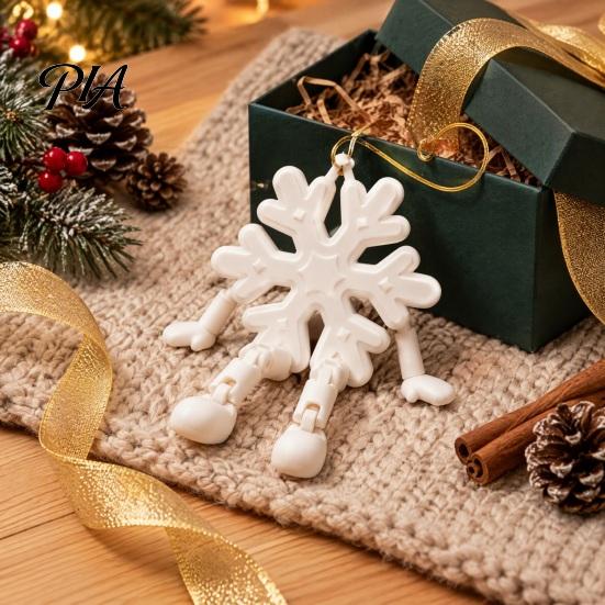 Customizable Christmas Tree Pendant 3D Printed Snowflake Pendant, Movable Joint Hanging Ornament for Holiday Ornaments Decor, Articulated Figurine