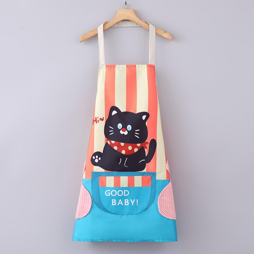 Cartoon Cat Pattern Kitchen Aprons Household Waterproof Cooking Baking Aprons Cleaning Tool Antifouling Work Apron Coffee House
