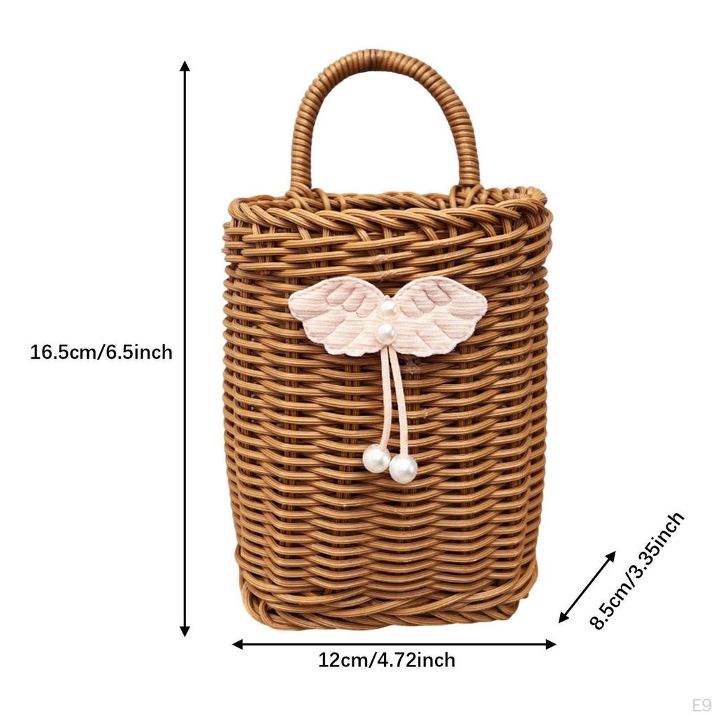 Hanging Storage Basket Imitation Rattan Portable Ornament Practical Container