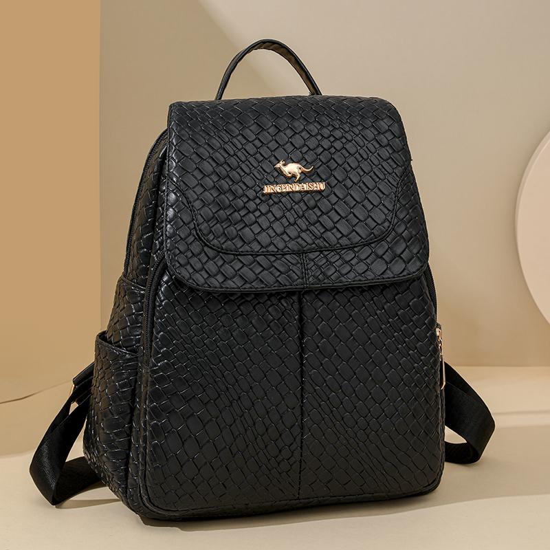 Woven Backpack Women Large Capacity Commuter Backpack Multifunctional Student Schoolbag