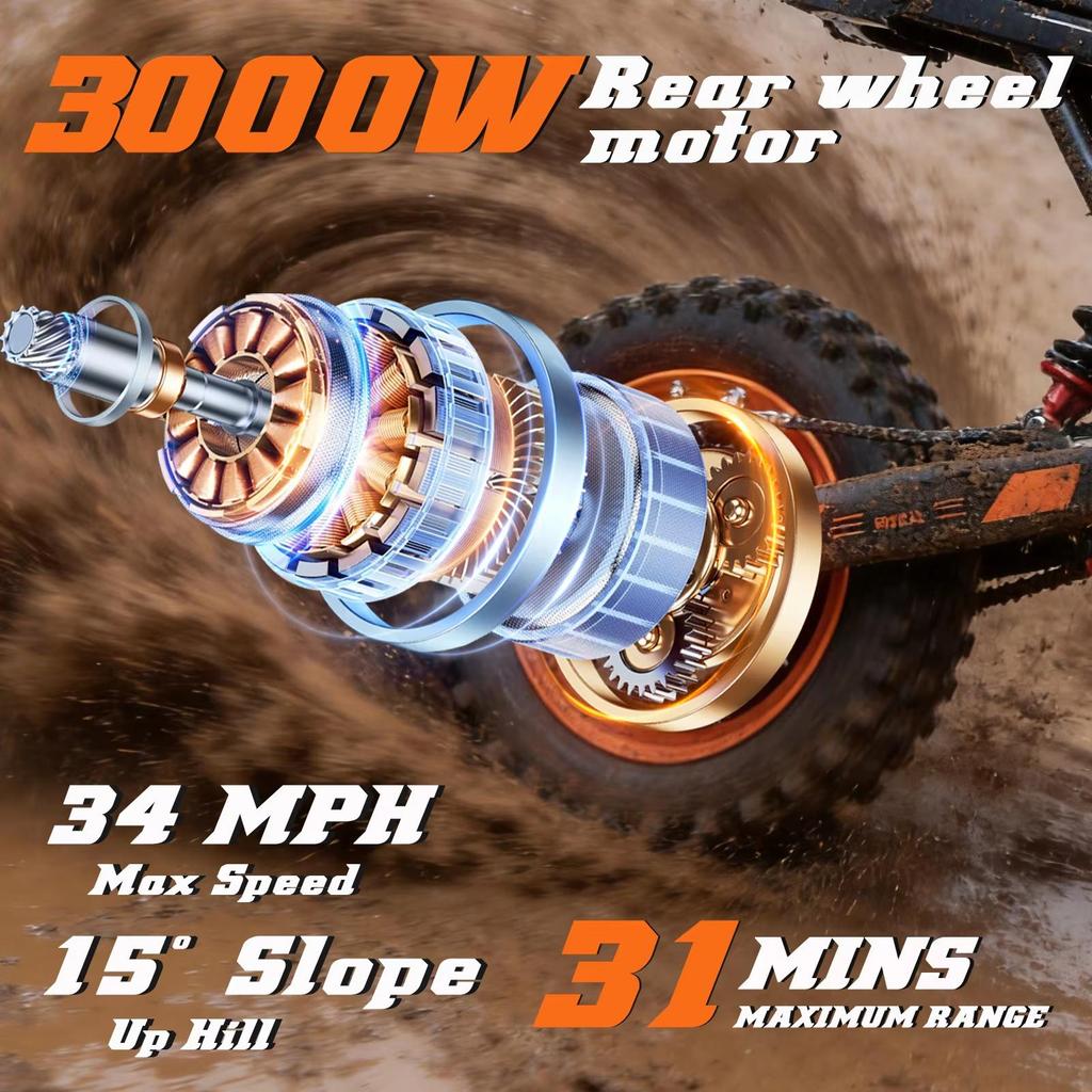 Y66 Adult Electric Dustproof Motorcycle 3000W 48V30Ah Battery 55KM/H Maximum Speed 50KM 12 Inch All Terrain Tire Hydraulic Disc Brake