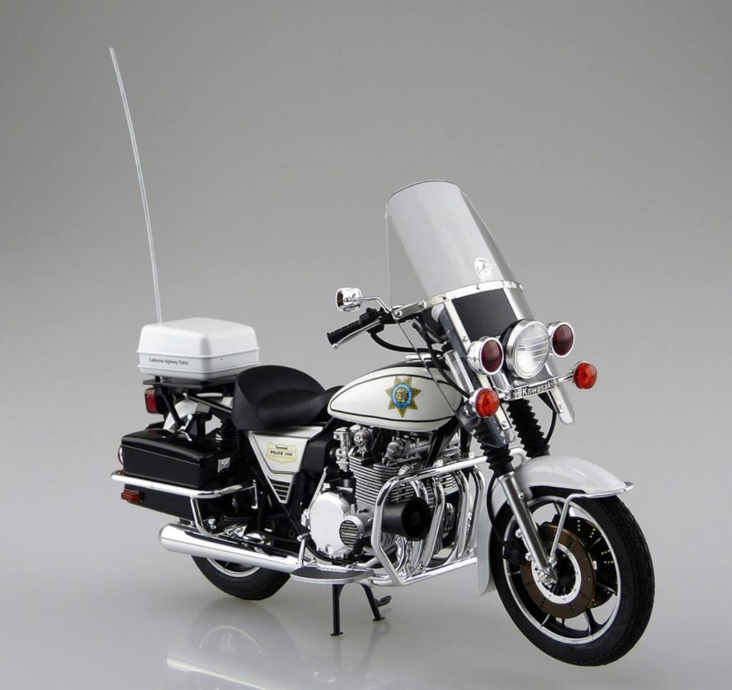 Aoshima Bunka Kyozai Scale The Bike Series 59 Kawasaki KZ1000C Police 1000 1981 Model Plastic Model 1/12 No.