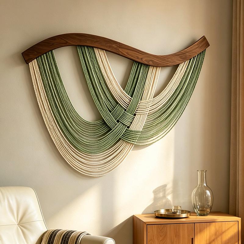 80x60cm Large Boho Decor Wall Yarn Tapestry Macrame Wall Hanging Handmade Tassel for Living Room Bedroom Apartment Home Decor