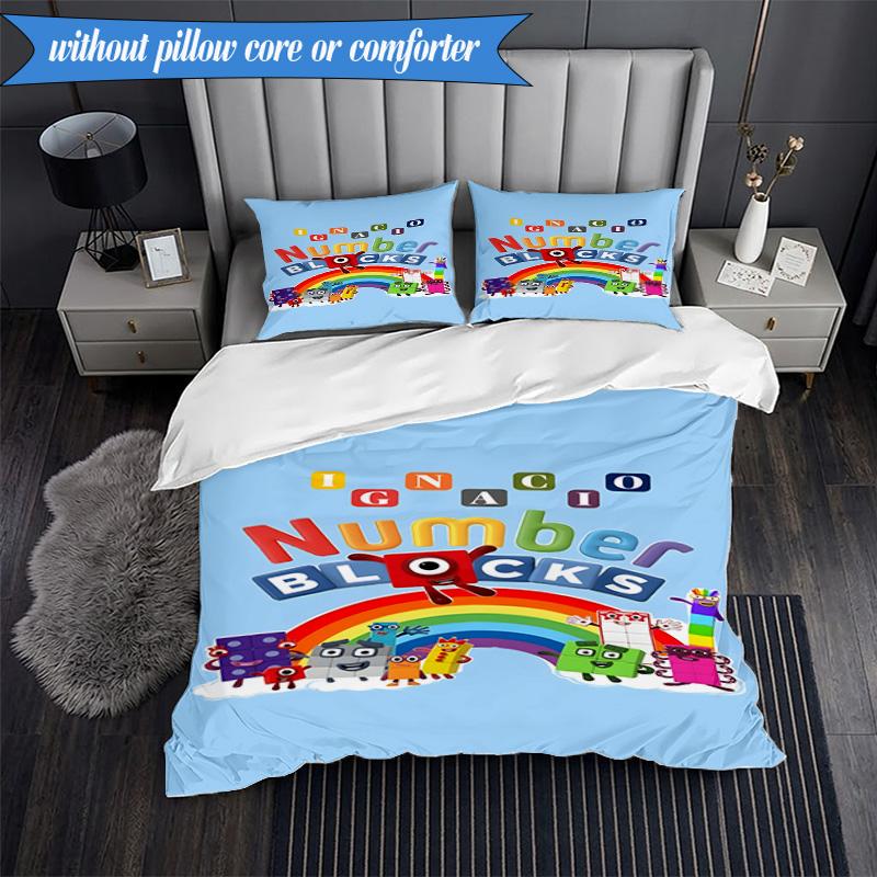 Number-Blocks Abenteuer 3er K-Pop Musikgruppe Bettwäsche-Set, Ideal für Schlafzimmer, Wohnheim, Inklusive Bettbezug und 2 Kissenbezügen, Fan-Geschenke
