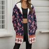 Women's Gradient Print Fashionable Loose Zipper Fleece Hoodie Jacket