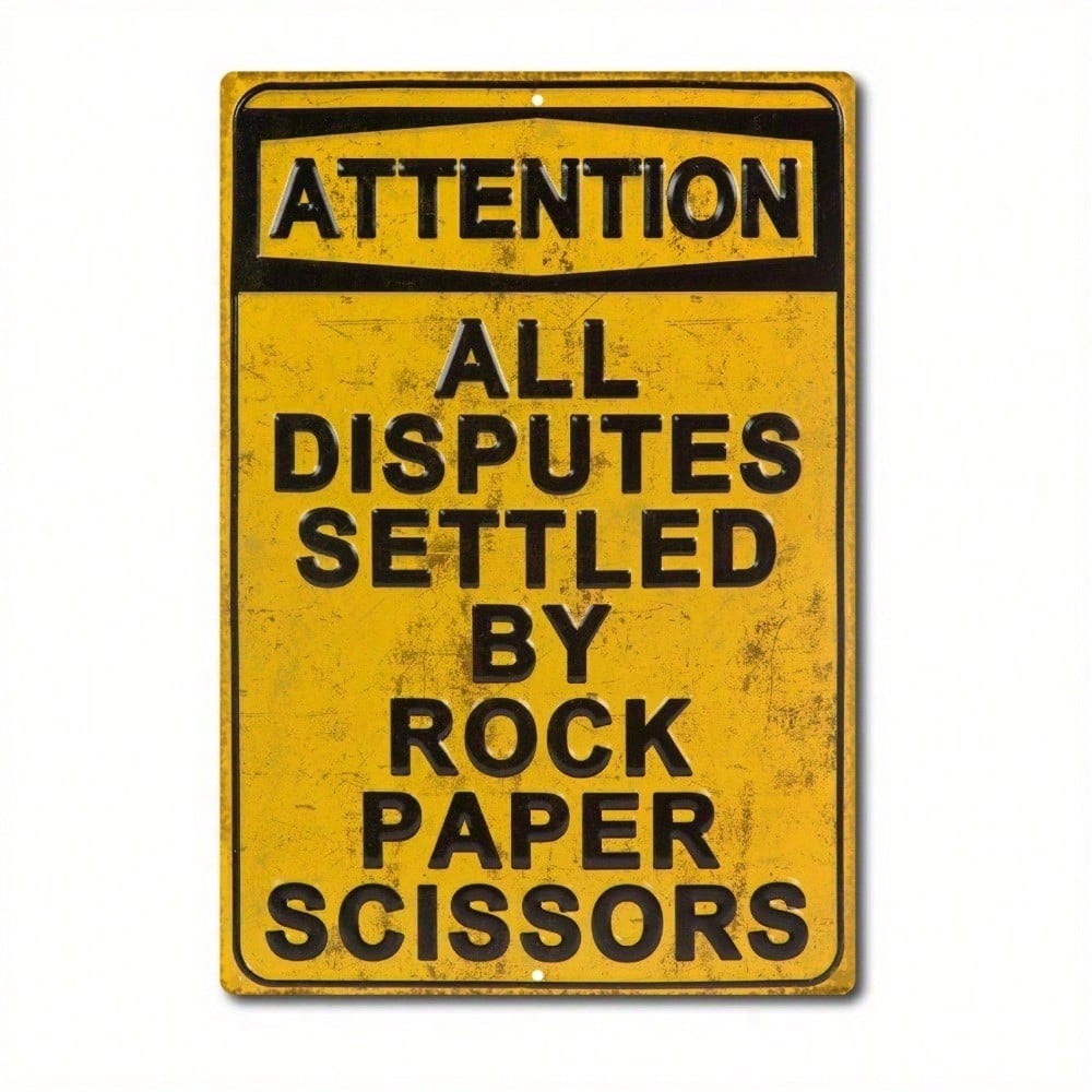 Funny Vintage Rock Paper Scissors Metal Wall Poster, Home Bar Decor Gift
