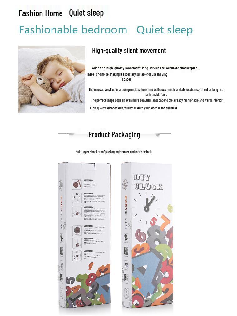 Nordic Minimalist Living Room 3D DIY Wall Clock - Large European & American Style