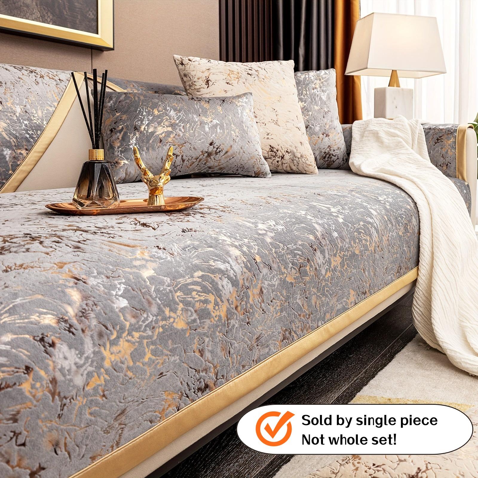 

Чехол для дивана из бархата золотистого бронзового цвета с противоскользящим эффектом, чехол для диванной подушки Four Seasons для гостиной, защитное полотенце для дивана 90x240