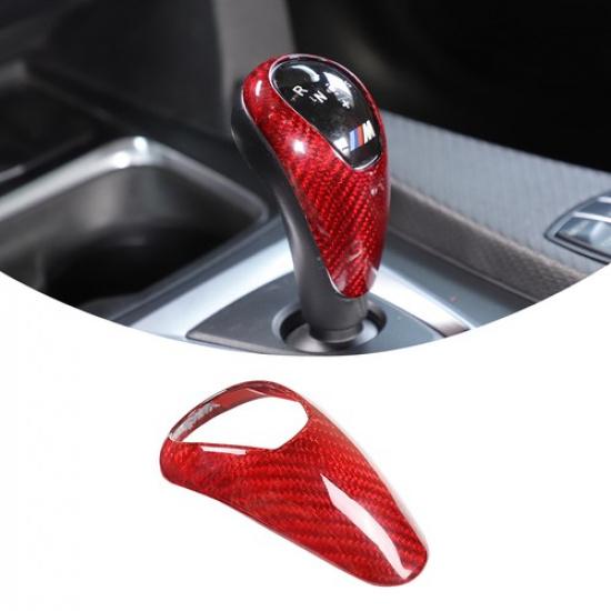 Red Real Carbon Fiber Interior Gear Box Shift Knob Trim For BMW M3 F80 M4 F82