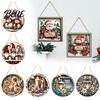 Vintage Christmas Decorations Wooden Hanging Sign Gnome Snowman Angel Candle 2D Wood Plaque Sign Xmas Wall Door Hanger for Home Porch Holiday