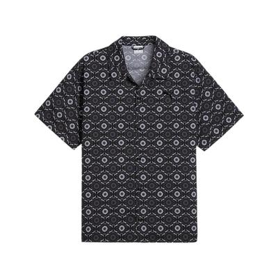 Klassiker Neu Prep All-Over-Print Mode Vielseitig Weich Hautfreundlich Kurzarmhemd Unisex Hemden Schwarz 627873-01