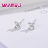 925 Silver Clover Stud Earrings with Sparkling Zircon for Women and Girls