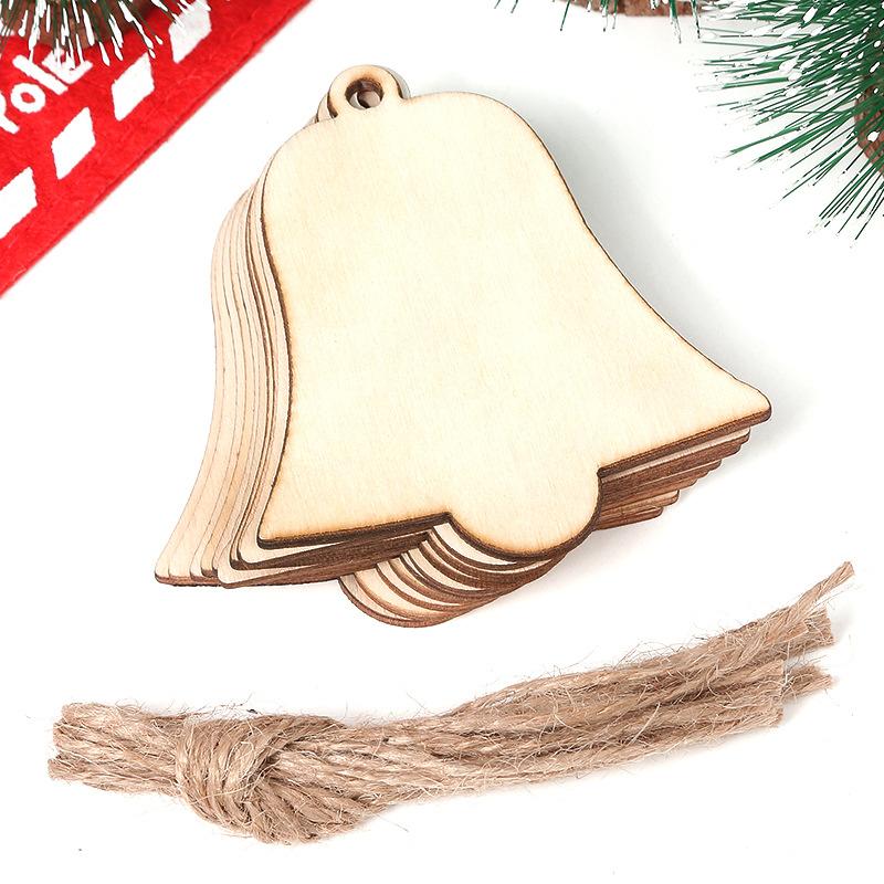 10PCS DIY Wood Christmas Ornament Unfinsihed Wooden Christmas Tree Hanging Decorations for DIY Craft Xmas Home Party Decor