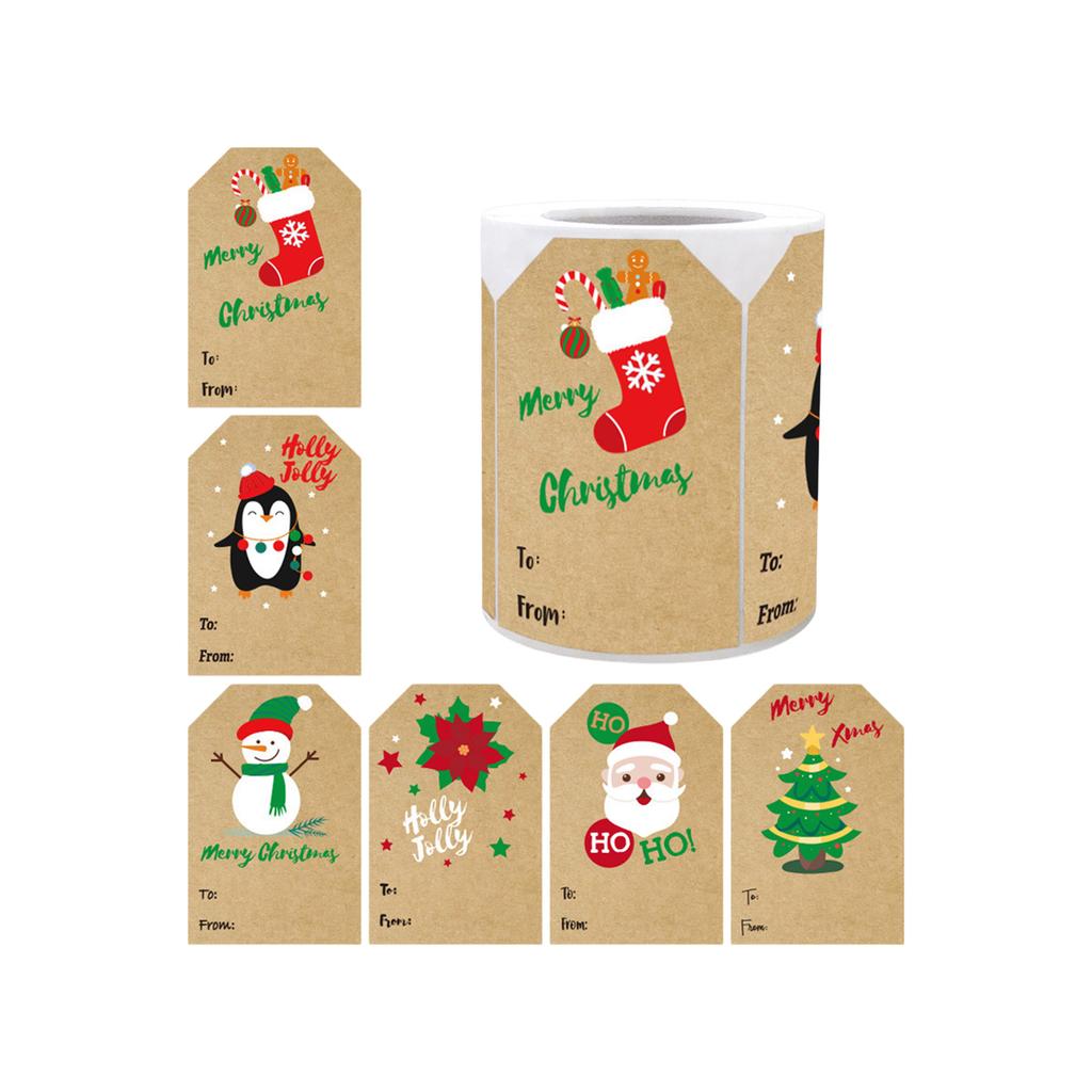 Vánoční dekorační samolepky Dárkové balení 250 samolepek pro balení dárků, krabic a obálek Dekorační samolepky