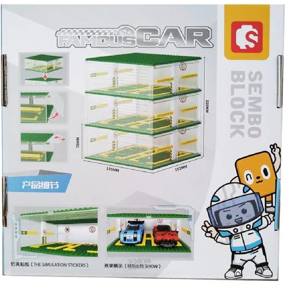 Celawork Building Blocks Garage DIY 3-Layer Showcase Car Parking Garage, Compatible Speed Champion Cars(Without Cars)