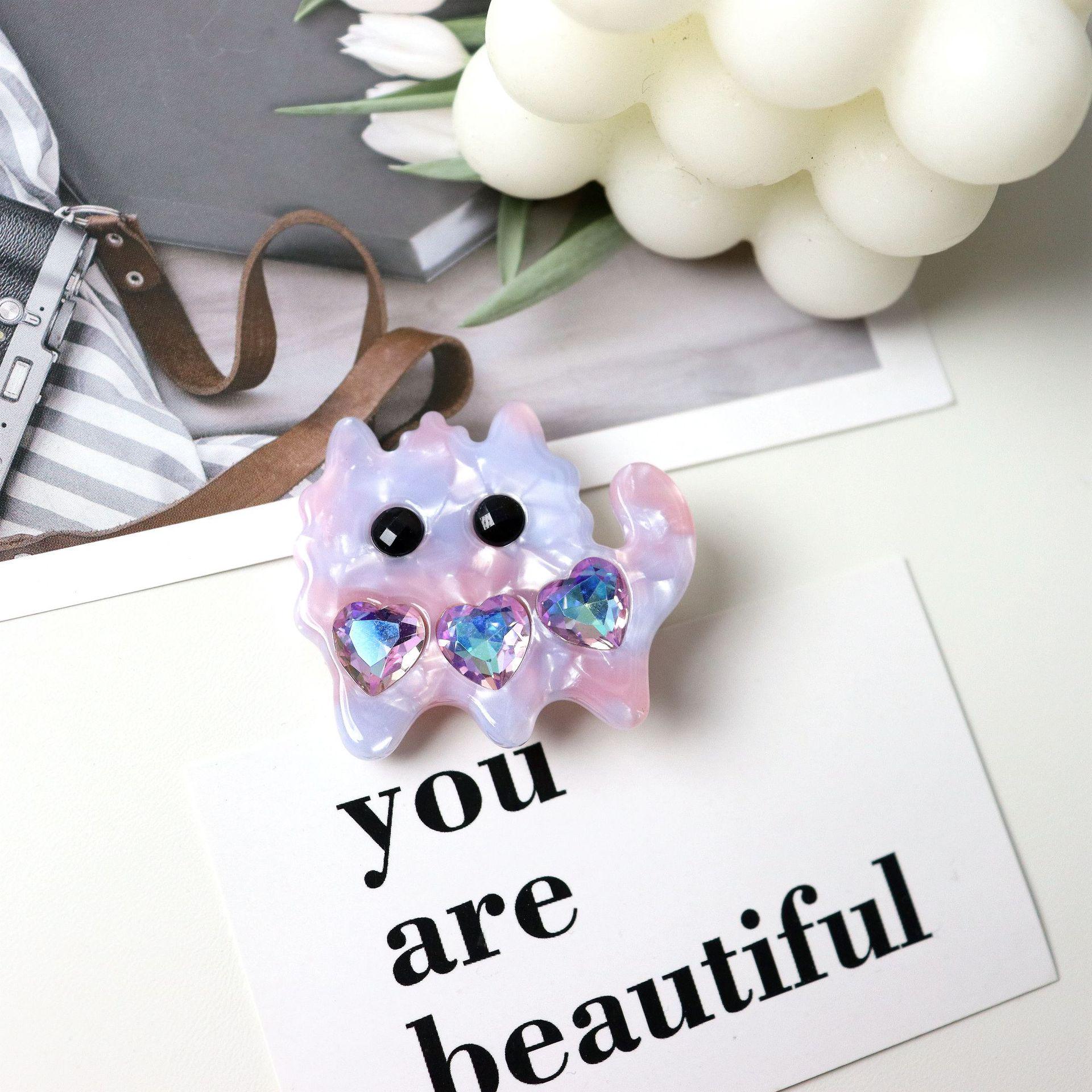 Nan Rui Jewelry 4.5cm Korean Style Cute Heart & Diamond Monster Hair Clip