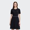 Fila Logo Solid Color Round Neck Fashion Elegant Waist Slimming Simple Short Sleeve Dress Women Dresses Legendary-Blue F11W321312FNV