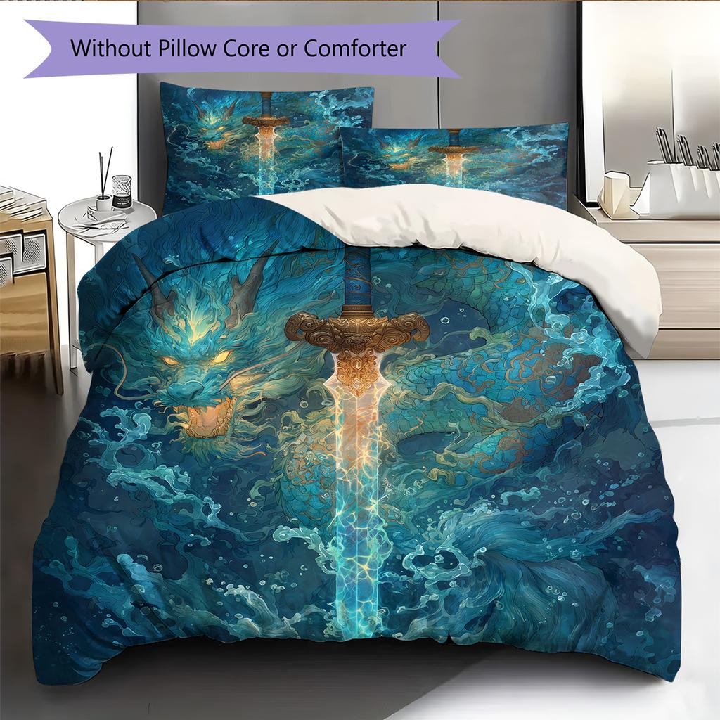 Lightning dragon  Pattern Bedding Quilt Set Quilt Cover Pillowcase Home Decoration  Gift (1 * duvet cover + 2 * pillowcase, without core)