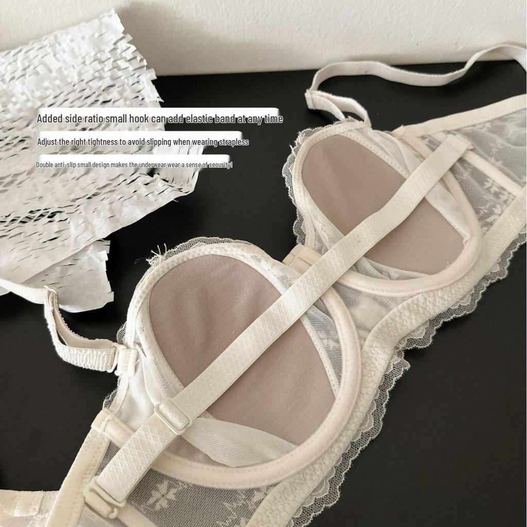 French Lace Ultra-Thin Rabbit Ear Strapless Bra: Sexy, Anti-Sagging Women's Lingerie with Soft Support.