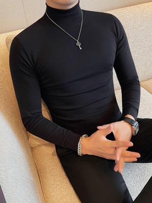 Men's Mock Neck Slim Fit Long Sleeve Autumn Base Layer Tee