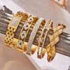 18K Goldplattiertes Geometrisches Zirkonia-Diamant-Armband aus Edelstahl