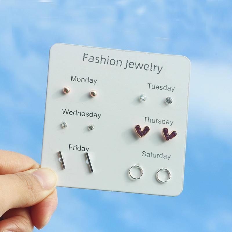 Creative Korean Color-Retaining Steel Needle Earrings Set: One-Week Style