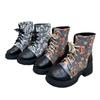 Large Size Martin Boots Women's Autumn and Winter Wind Lace-up Comfortable Thick-soled Printed Fashion Short Boots