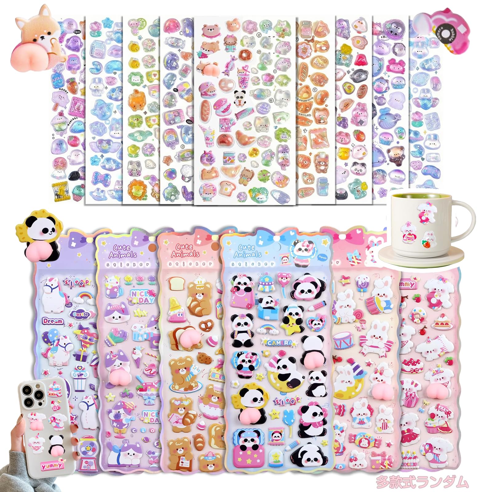 

FOCHIER F 3D Stickers for Notebooks 10 Sheets Animal Bubble Puffy Transparent Background Jewel Style DIY Craft Water Bottle Phone Accessories