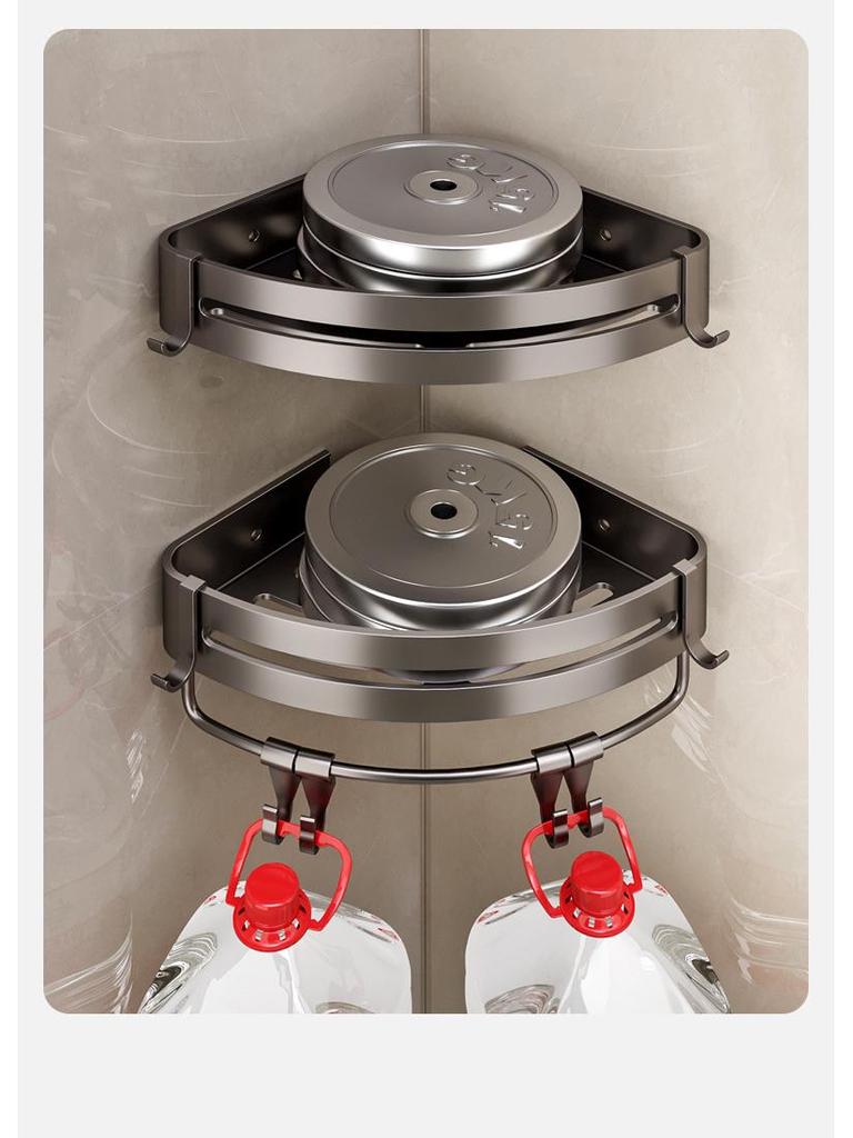 Stanzfreies Eckduschregal - Wandmontierter dreieckiger Badezimmer-Aufbewahrungskorb