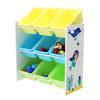 GINGER HOME – Kids Toy Organizer 9 Plastic Bins, MDF/Metal, Mermaid Pattern, 62.3×26.5×60 Cm
