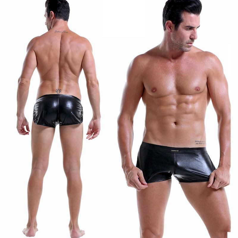 1 Stück Metallic Hipster Trunks Shorts Mode Unterwäsche Sommer Herren Stretch Boxer Einfarbig Glänzend Shorts Polyesterfaser Bademode