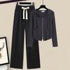Women's Slimming Casual Hooded Zip-Up Sweatshirt & Wide-Leg Pants Set