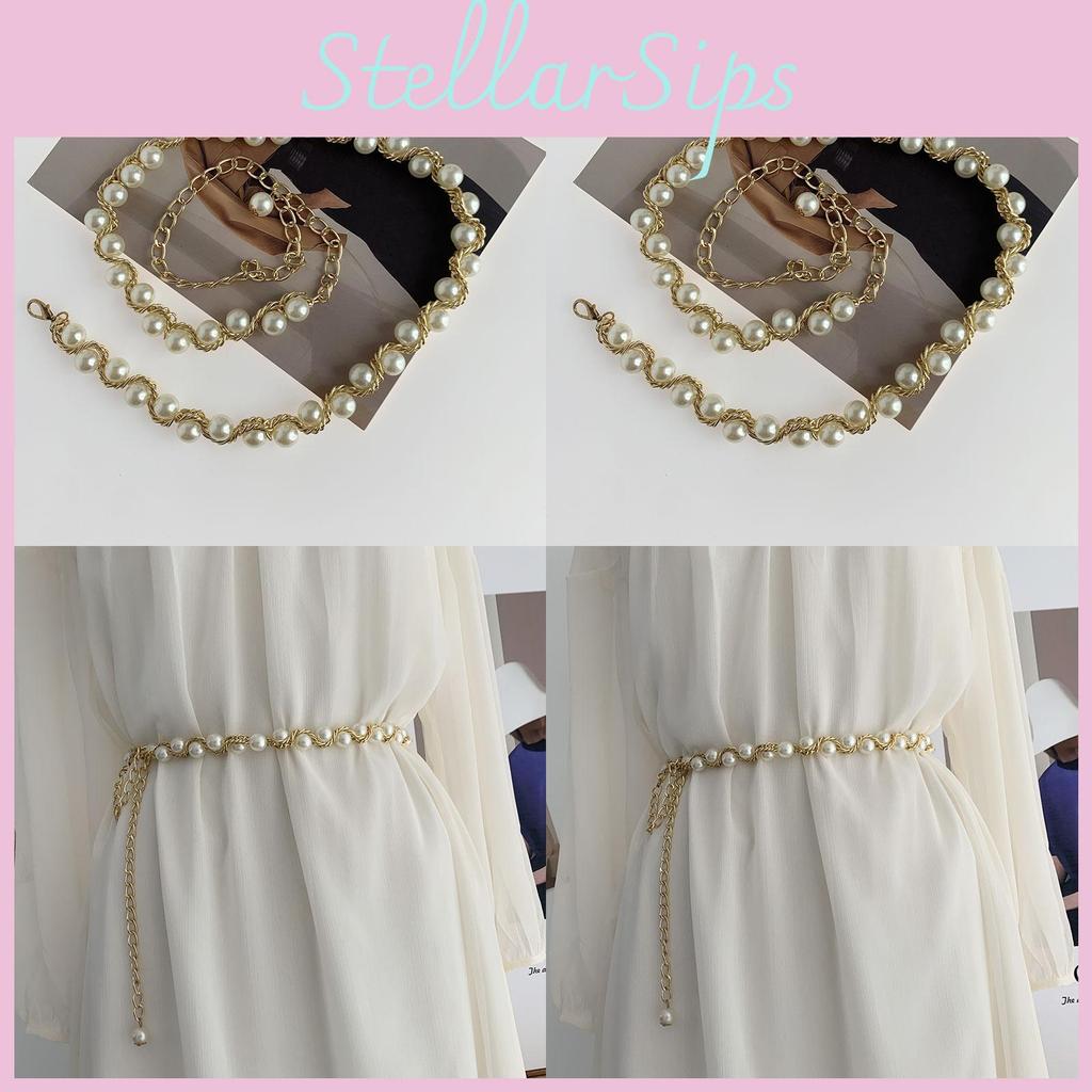 Stylish Korean Women's Pearl Waist Chain Elegant Dress Accessory For Fashionable Outfits