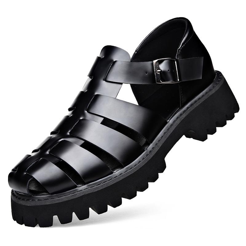 Plateau Sandalen aus echtem Leder Outdoor Sneaker Strand Gummi Flip Flops Wasser Trekking Sommer Herren Klassische Römersandalen Slipper