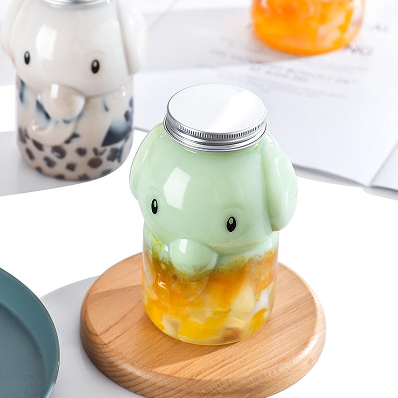 350Ml Elephant Water Bottles For Milk Tea Coffee Juice Portable Drinking Cup Home Transparent Juicing Beverage Drink Bottle