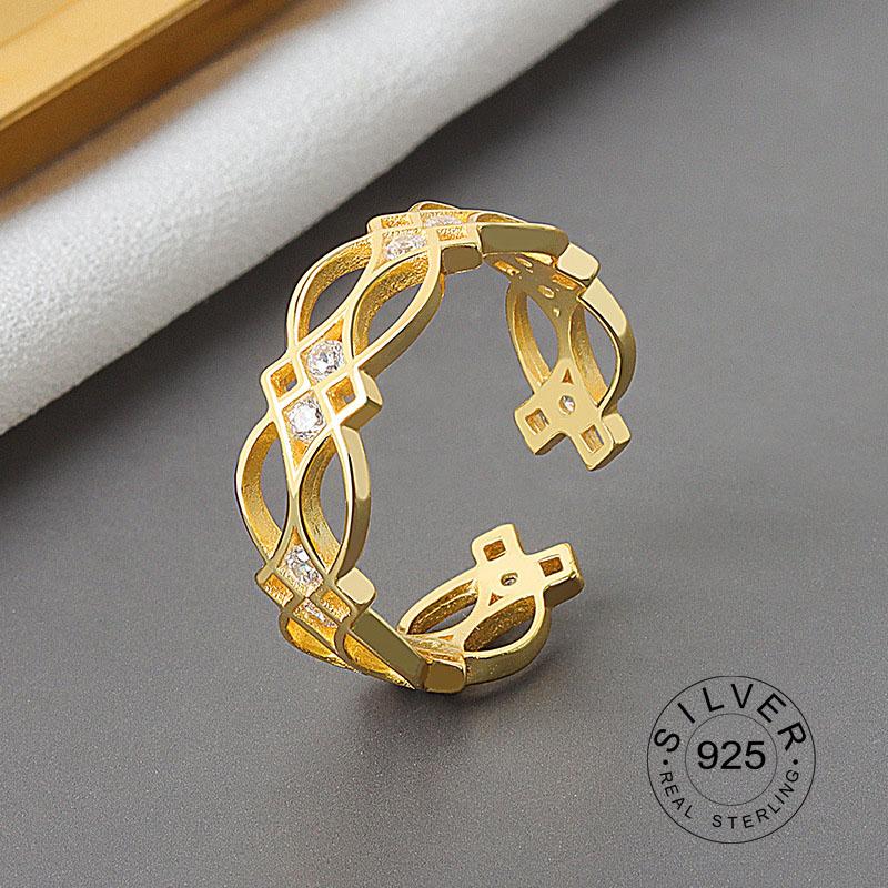 Real 925 Silver Rings For Women Vintage Zircon Open Round Engagement Rings Silver 925 Jewelry Anillos Mujer