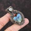 Labradorite Pendant Copper Wire Wrapped Pendant Gemstone Copper Jewelry Handmade Pendant Rainbow Moonstone Wire Wrap Jewelry Gift For Mother