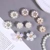 2Pcs Irregular Baroque Pearls Button Covers Luxury Rhinestones Flower Cufflinks Button Pins Shirt Decoration