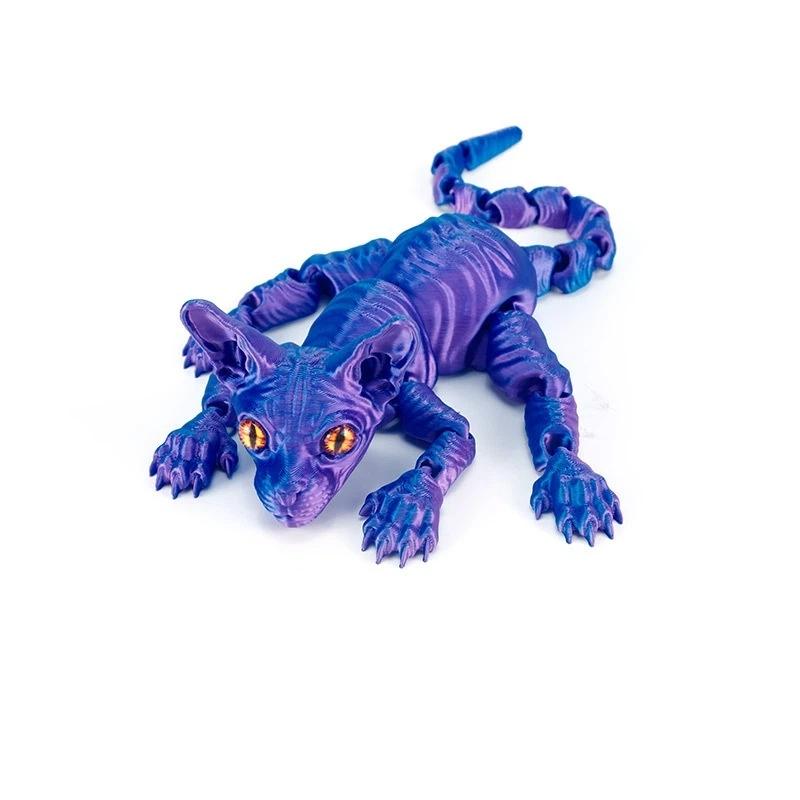 3D-gedruckte haarlose Katzenfigur, realistische bewegliche Sphynx-Katze Spielzeug, niedliches Fidget-Spielzeug & Heimdeko für Liebhaber