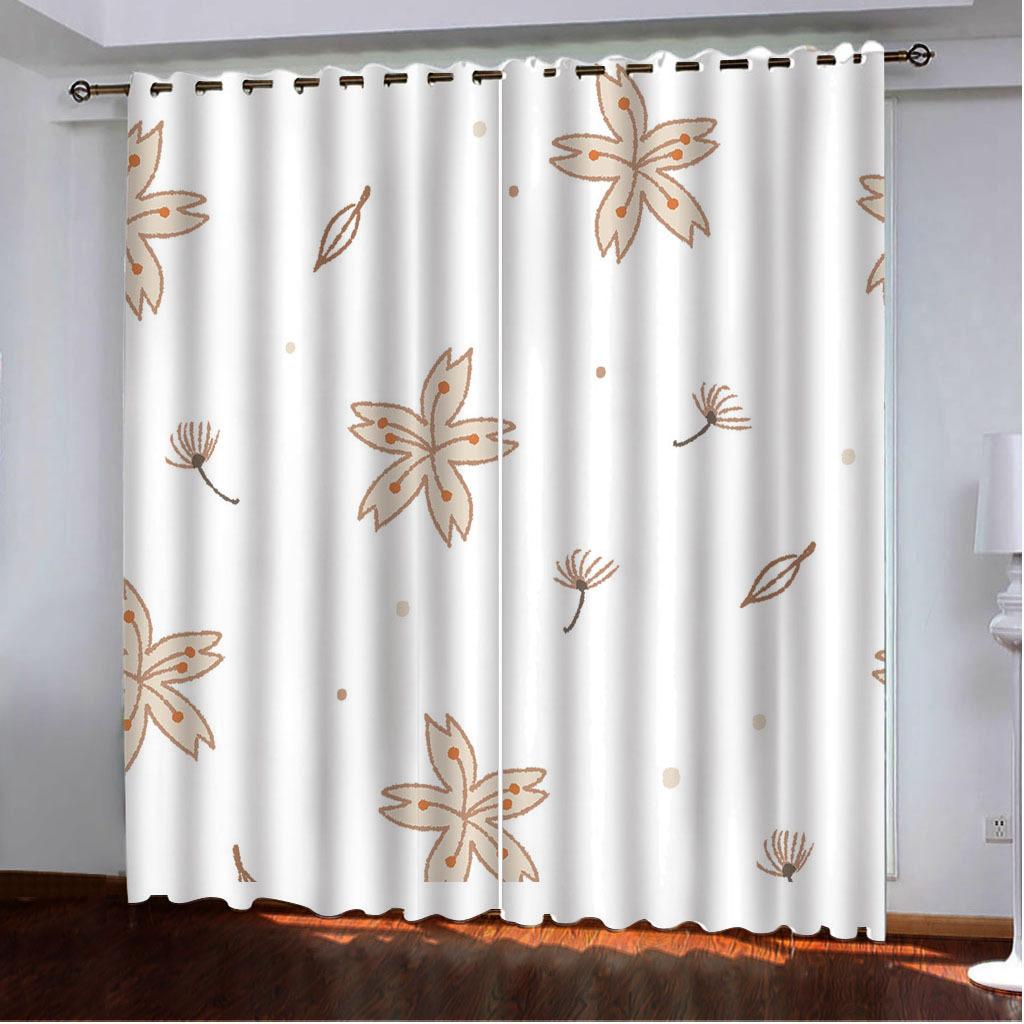 Curtains Autumn Story Plant Fallen Leaves Series Digital Printing High Density Blackout Curtains