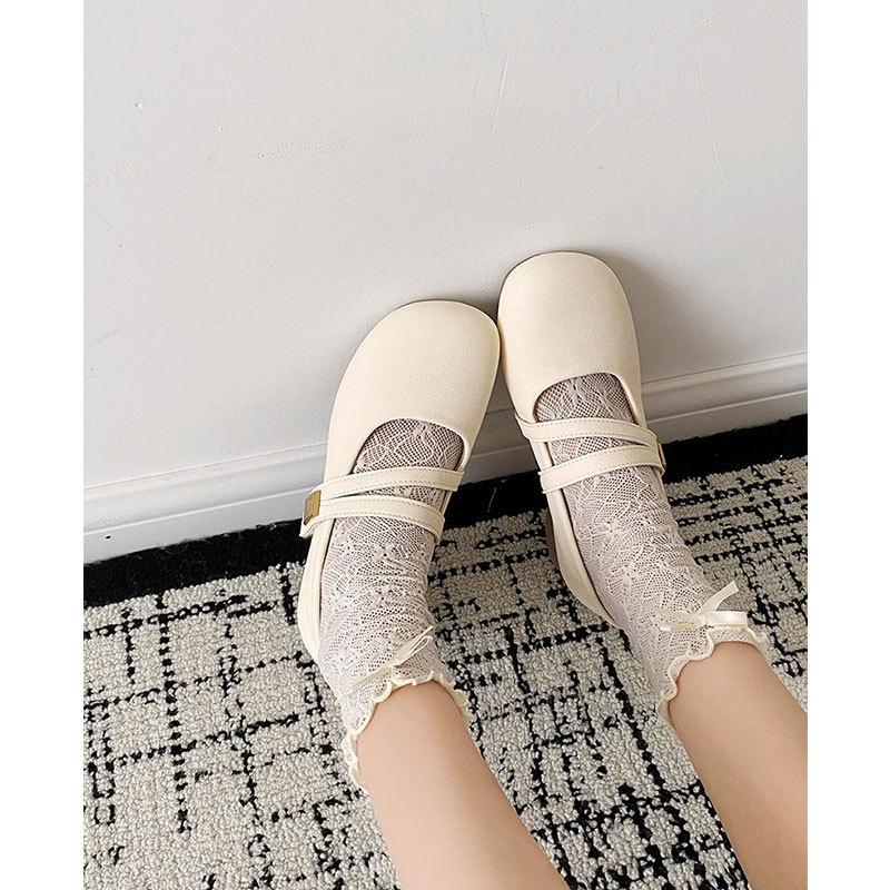 Leather Coarse Heel Versatile Fairy with Skirt Single Shoes Women's Shoes Spring and Summer New Mary Jane Small Leather Shoes